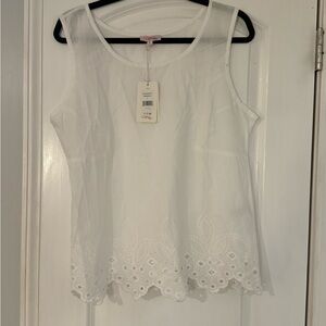 Chic White Eyelet Tank Top